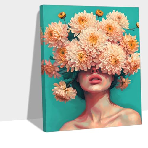 Peinture numéro adulte femme 100x130 cm : créez une décoration élégante pour votre salon avec fleurs