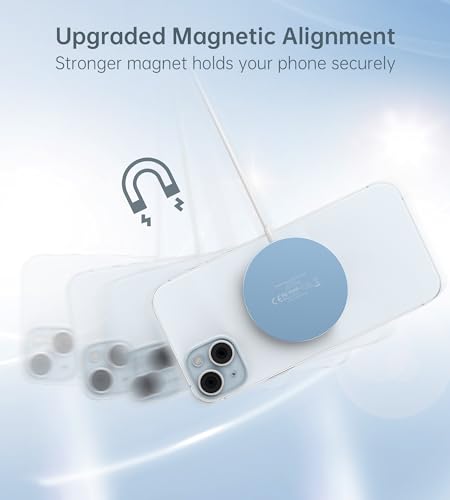 Image of Magnetic Wireless Charger for iPhone 17-12 Series + Aluminum Charger Stand | Mag Charger+20W USB C Adapter, Fast Wireless Charging Stand /Pad with 5ft USB-C Cable for iPhone 17 /16 /15 /14 /13 /12, Airpod Pro