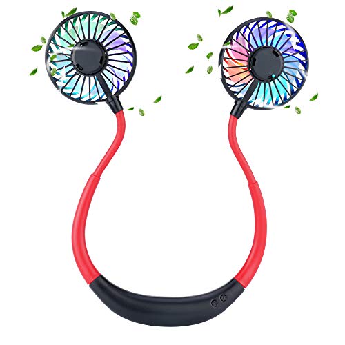 Portable Fan, USB Hand Free Mini Neck Fan,Rechargeable Personal Fan with Color Changing LED for Sport, Office, Home, Outdoor, Travel
