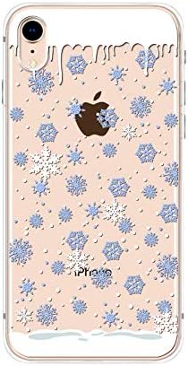 Blingy's iPhone XR Case, Cute Falling Snowflake Pattern Fun Winter Holiday Christmas Style Transparent Soft TPU Protective Clear Case Compatible for iPhone XR 6.1 inch (Snowflakes)