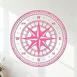 Stickers muraux en vinyle ancien symbole de boussole, rose des vents sur une carte ancienne 42x42cm Culture du tatouage Rose
