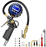 ZOVHYYA Reifenfüller Luftdruckprüfer Reifendruckprüfer 220PSI Reifendruckmesser LCD Vier Messeinheiten Reifendruckmesse 22 Zubehör geeignet für Fahrzeug Basketball Schwimmrunde