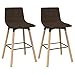vidaXL Stołki barowe, 2 szt, brązowe, tapicerowane tkaniną