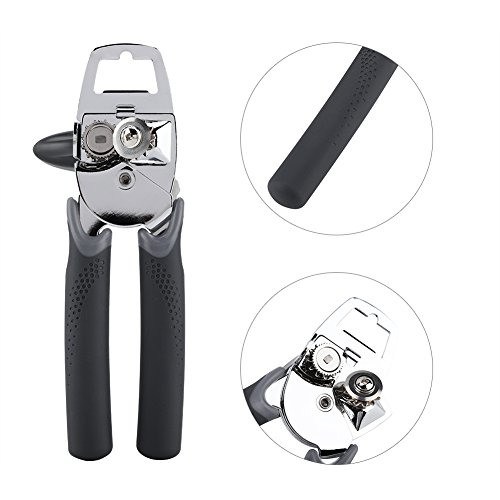 Abridor de lata manual de aço inoxidável de 2 alças Levantador de tampa de borda suave