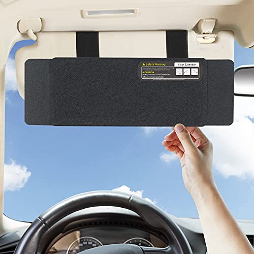 Car Sun Visor Extender, TFY Windshield and Side Window Sunshade, Protects from Sun Glare and UV Rays, Universal Fit for Most of Cars, 1 Piece (Black)