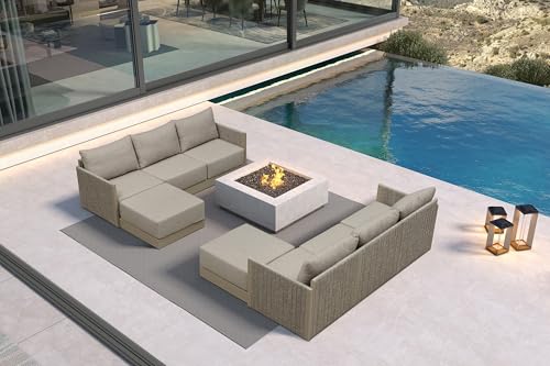 Image of PURPLE LEAF Outdoor Furniture Set 8-PC w /Ottoman Modular Aluminum, Beige