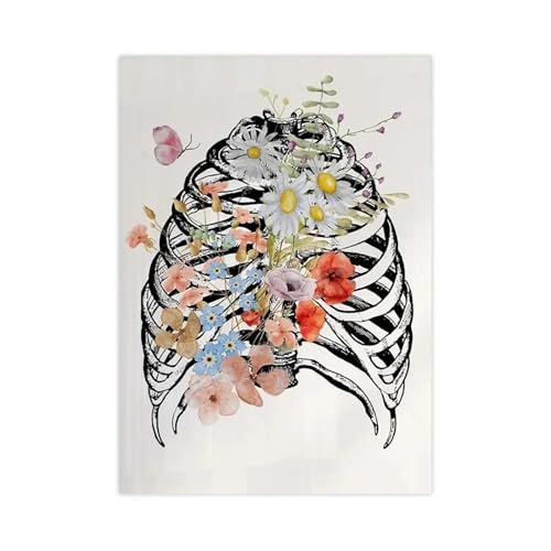 Póster artístico de anatomía con diseño de cerebro y pulmones en lienzo C 2