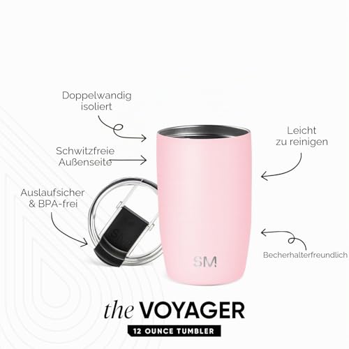 Simple Modern Thermobecher Kaffeebecher to go mit Klappdeckel | Isolierter Edelstahl-Kaffeebecher | Geschenke für Frauen und Männer… – Ansicht 2