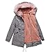 Parka Donna Invernale,Cappotti Invernali da Donna Grigio Fodera in Peluche con Cappuccio Lungo Taglie Forti Cappotti in Cotone Leggero Parka Giacca Calda Ampia Giacca Parka Antivento per Esterni Tas