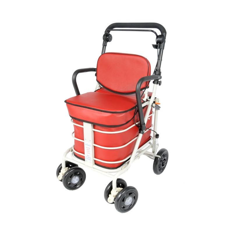Prestige Walk and Rest Royal-Einkaufstrolley mit Sitz und Armlehne, Gehgestell, mobiler Trolley, Kinderwagen, Rollwagen (komplett montiert in Großbritannien, gebrauchsfertig) (rot)