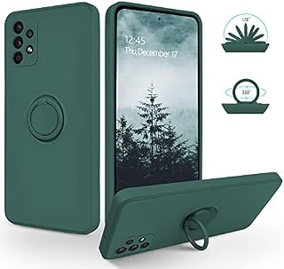 SouliGo Samsung A53 Case Samsung Galaxy A53 5G Case Silicone Gel 360° Ring Holder Kickstand for Magnetic Car Mount Slim Soft Rubber Protective Shockproof Cover Galaxy A53 5G 6.52 - Midnight Green