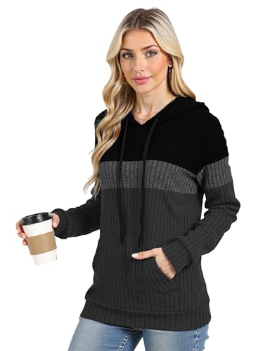 Tricot aux couleurs contrastées pull à capuche femme coupe ample