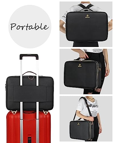 MONSTINA Large Makeup Travel Case Bag,Professional Makeup Artist Train Case with Brush organizer ,Large Capacity Marble Cosmetic Bag with Zipper Pocket and Adjustable Compartment for Palette Beauty