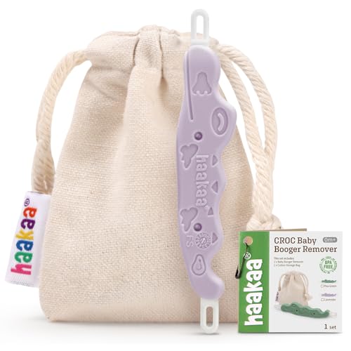 haakaa ベビーノーズクリーナー&耳垢除去ツール、ユニークなワニ型デザイン、赤ちゃんの必需品 - ラベンダー