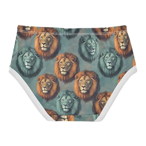 Cotton Toddlers Underwear Floral Cool Lions Head Animal Panties for Girl Fun Briefs Underpants 2t2