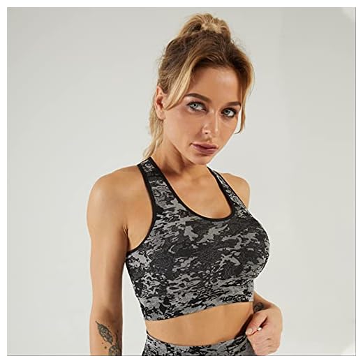 AMAZZY Vit topp för fitness med koppar Kvinnor Camo sömlös sport-BH utan ben Push Up Sportig BH Kvinna öppen rygg Sommar Yoga BH L Svart