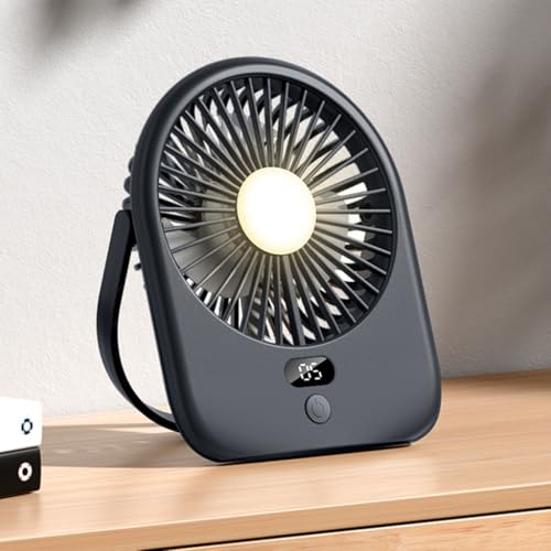 Ventilateur de bureau silencieux 5 vitesses avec lampe LED intégrée et recharge USB