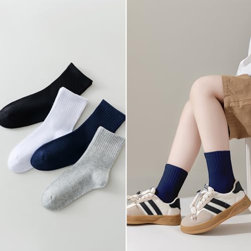 Image of EPEIUS Kids Crew Socks Seamless Cotton Dress Socks for Boys Girls 1-15Y