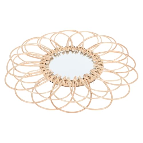 Toyvian Nordischer Wanddekor Spiegel mit Handgeflochtenem Rattanrahmen...