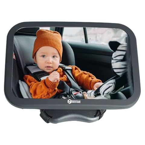 Rightcar Solutions Baby Car Mirror for Infant | Rear Facing Car Seat Mirror for Infant & Newborn | Shatterproof, Wide Crystal Clear View for Car journey | Universal Back Seat Mirror for Baby Cover