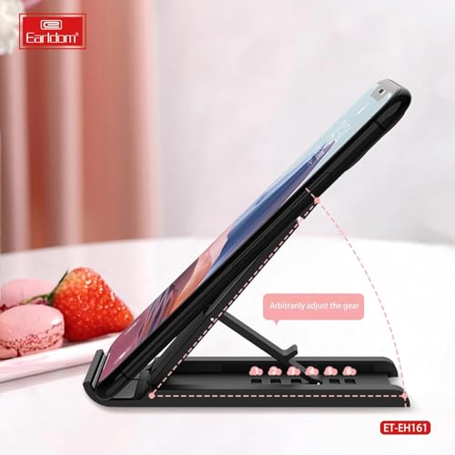 Earldom EH161 Adjustable Smartphone Stand – Foldable, Portable Phone Holder Made from Durable Polypropylene, Multi-Angle Viewing for Desk, Compatible with All Smartphones and Tablets
