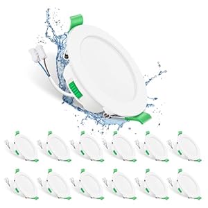 ALUSSO LIGHTING LED Einbaustrahler 230V 7W Deckenspots, 3000K/4000K/6500K Einbauspots, flach Dimmbar Ultra Slim Spots IP44 Deckenstrahler Einbauleuchten für Badezimmer Küche, Rund Weiss 12er Set