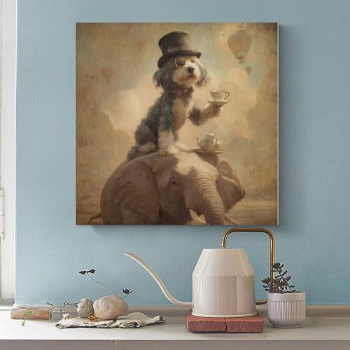 Steampunk Dog on Elephant Canvas Poster Bedroom Decor Landscape Office Room Decor Gift 28x28inch(70x70cm) steampunk buy now online Steampunk Dog on Elephant Canvas Poster Bedroom Decor Landscape Office Room Decor Gift 28x28inch(70x70cm) steampunk buy now online
