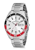 Daniel Klein Reloj de Pulsera para Hombre (DK12237) de Acero Inoxidable, 44 mm, analógico, Moderno, Movimiento de Cuarzo japonés, Marco de Cuadros, Bisel Bicolor Negro y Rojo, Muchos Colores, Tono