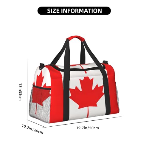 Canadian flag print Weekender Overnight Carry On Bag Gym Luggage Bag Duffel Bag for Travel Women4