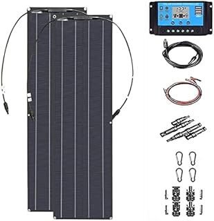 400 Watt Portable Flexible Solar Panel 18V 2x200W Solar Panel System kit Off-Grid Monocrystalline 40A Charge Controller USB for RV Trailer Boat Cabin Camper