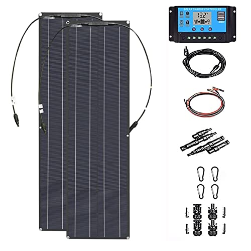 Kit de sistema de panel solar, monocristalino flexible de 400 W fuera de la red 18 V con controlador de carga de 40 A y USB para RV, remolque, barco, cabina, caravana