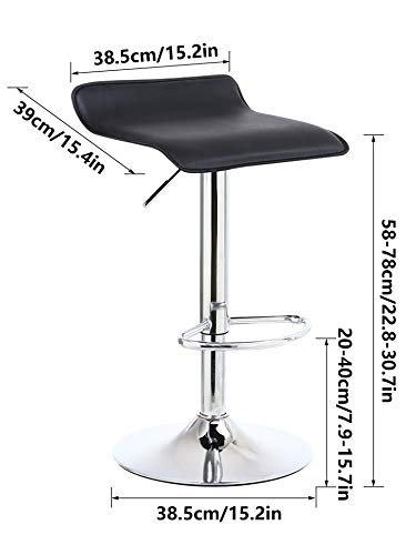 Miniatura 3 de Kktoner Taburetes Alto Cocina Juego De 2 De Altura Ajustable 58-78 Cm Sillas De Bar Asiento Giratoria De 360 Reposapiés Estructura De Metal Negro