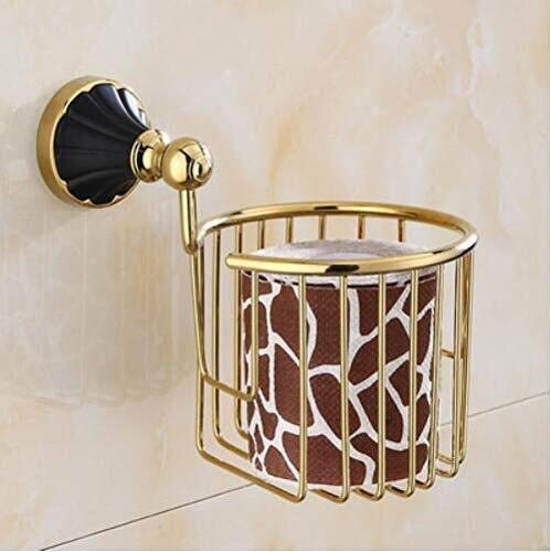 Crochet de salle de bain et anneau porte-serviettes or noir en alliage de zinc