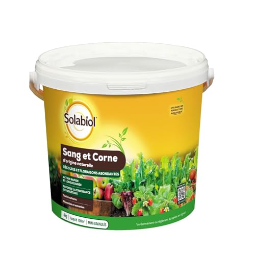 SOLABIOL Engrais Sang Et Corne - 4Kg - Jusqu'à 100m² - Effet Rapide (sang) & Longue Durée (corne) - Facile A Épandre - Utilisable En Agriculture Biologique SOMIX04