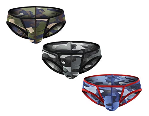 COMLIFE Men's Camouflage Triangle Panties Low Rise Breathable Mesh Briefs Underwear