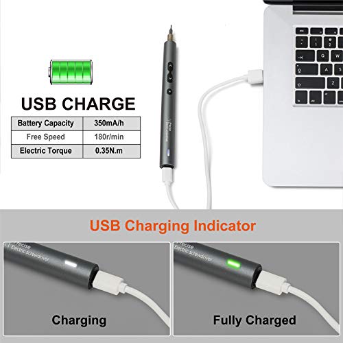 ABLY Mini Electric Screwdriver Set with 24 Precision Bits and LED Light Rechargeable Screw Driver Magnetic Screwdriver Cordless Power Screwdriver for Phone Watch Camera Laptop Switch Game Consoles
