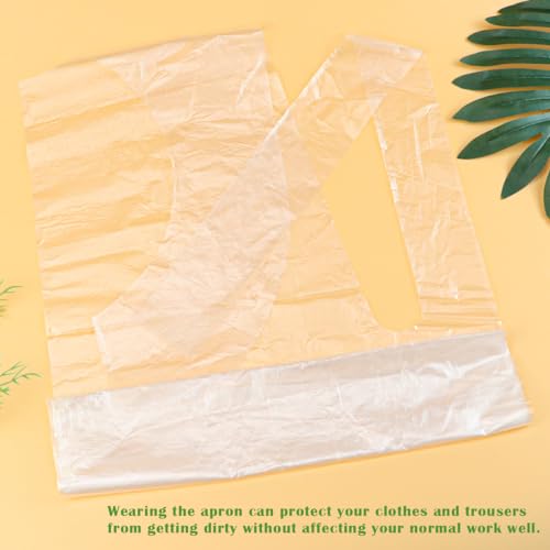 FERCAISH 100 Stück Transparente Einwegschürzen, Wasserdicht PE Einweg-Schürze, 60 x 95 cm Einweg-Plastikschürzen für Kunsthandwerk Malerei Kochen Reinigen