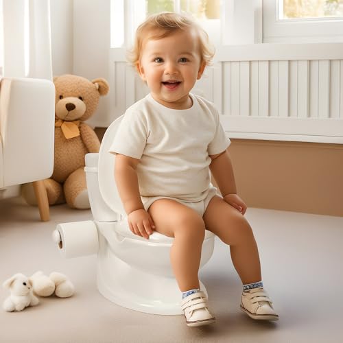 DOLU : Teaching Toddler Potty - White - Realistic Design Training Toilet For Toddlers, Adjustable Height, Washable Pot, Flush Sound Effects, Ages 18mo+ by DOLU NUVE - Image 3