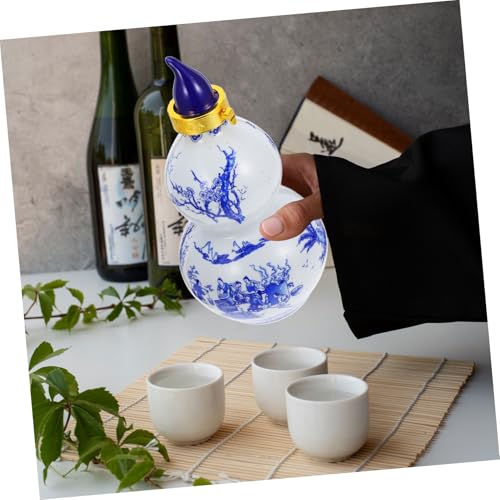 Flacon de vin en céramique bleue étanche style gourde rétro modèle 130 - 6