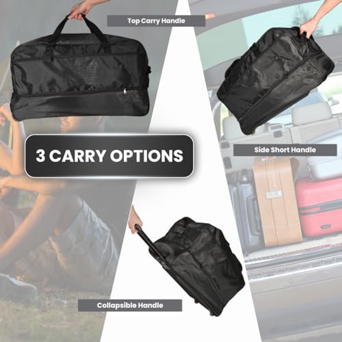 104L Duffel Bag Large For Travel, Foldable Expandable Water Resistant Bags Weekender Overnighter Suitcase Luggage For Men Women (Black)4