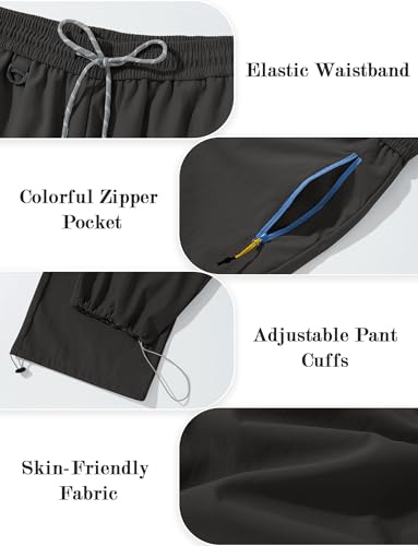 Image of FEOYA Hiking Pants Women Parachute Pants Baggy Quick-Dry Water-Repellent | with Zipper Large Pockets Outdoor Travel Cargo Pants Casual Wear