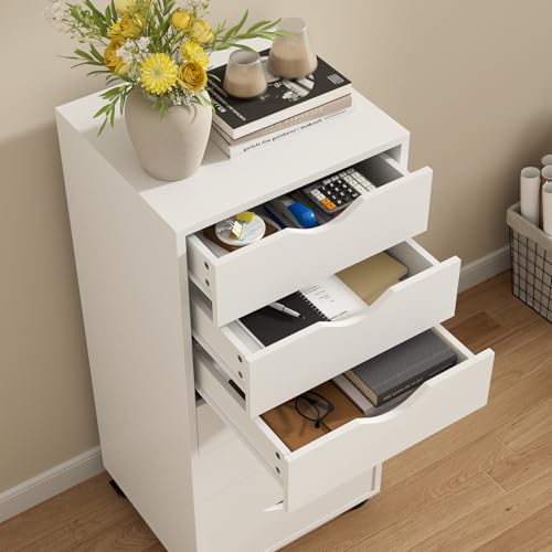 Caisson Bureau Mobile 7 Tiroirs Étroit Blanc TB-08-EU