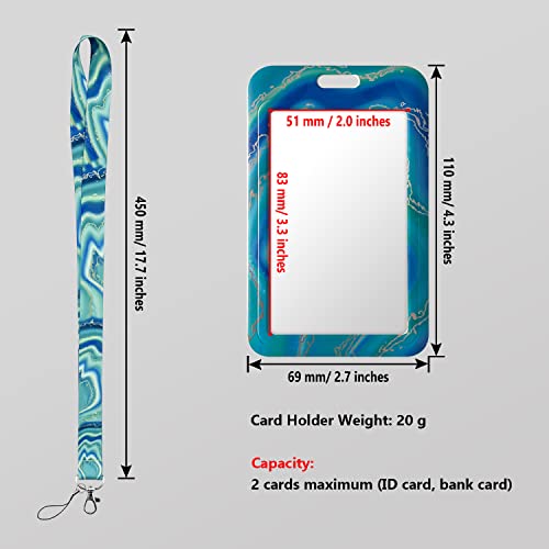 Geiomoo Lanyard With Clip Clasp And Badge Holder, Neck Strap With Id Hard Card Case (Blue Marble) #TOP1