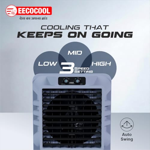 Image of EECOCOOL Bulbul 75 L Desert Air Cooler for Home, Large Honeycomb Cooling Pad with Auto Swing Technology | Inverter Compatible, Powerful Airflow Cooler for Room & Low Power Consumption