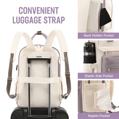 Image of LOVEVOOK Laptop Backpack for Women 15.6 Inch Laptop Bag with USB Port, Fashion Waterproof Backpacks Teacher Nurse Stylish Travel Bags Vintage Daypacks for College Work
