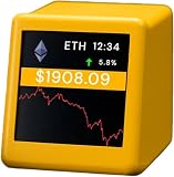 Bitcoin Ticker Crypto Price Display Time Clock Real-Time Compact Size 1.37" Diagonal Price Tracker Ticker Weather Display for Top 300 Coins Ideal for Desk or Nightstand Uses Wi-Fi (Yellow)