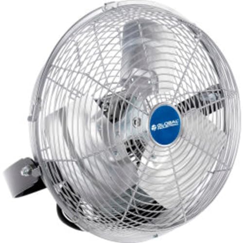 Global Industrial 12" Diameter Industrial Workstation Fan, Indoor Rated, 1855 CFM, 1/15 HP, 1500 RPM, 3 Speeds, Single-Phase, Beam/Ceiling/Column/Wall Mount