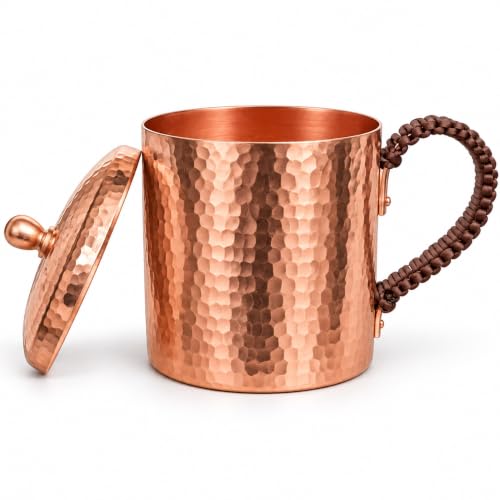 Pure Copper Mug with Lid for Water & Wellness