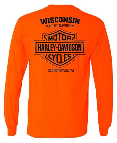 Harley-Davidson Men's Block H-D Long Sleeve Crew-Neck Shirt - Safety Orange2