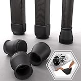 Medium Midnight Black Silicone Chair Leg Floor Protectors with Felt Pads – 16 PCS Chair Leg Caps. Fi